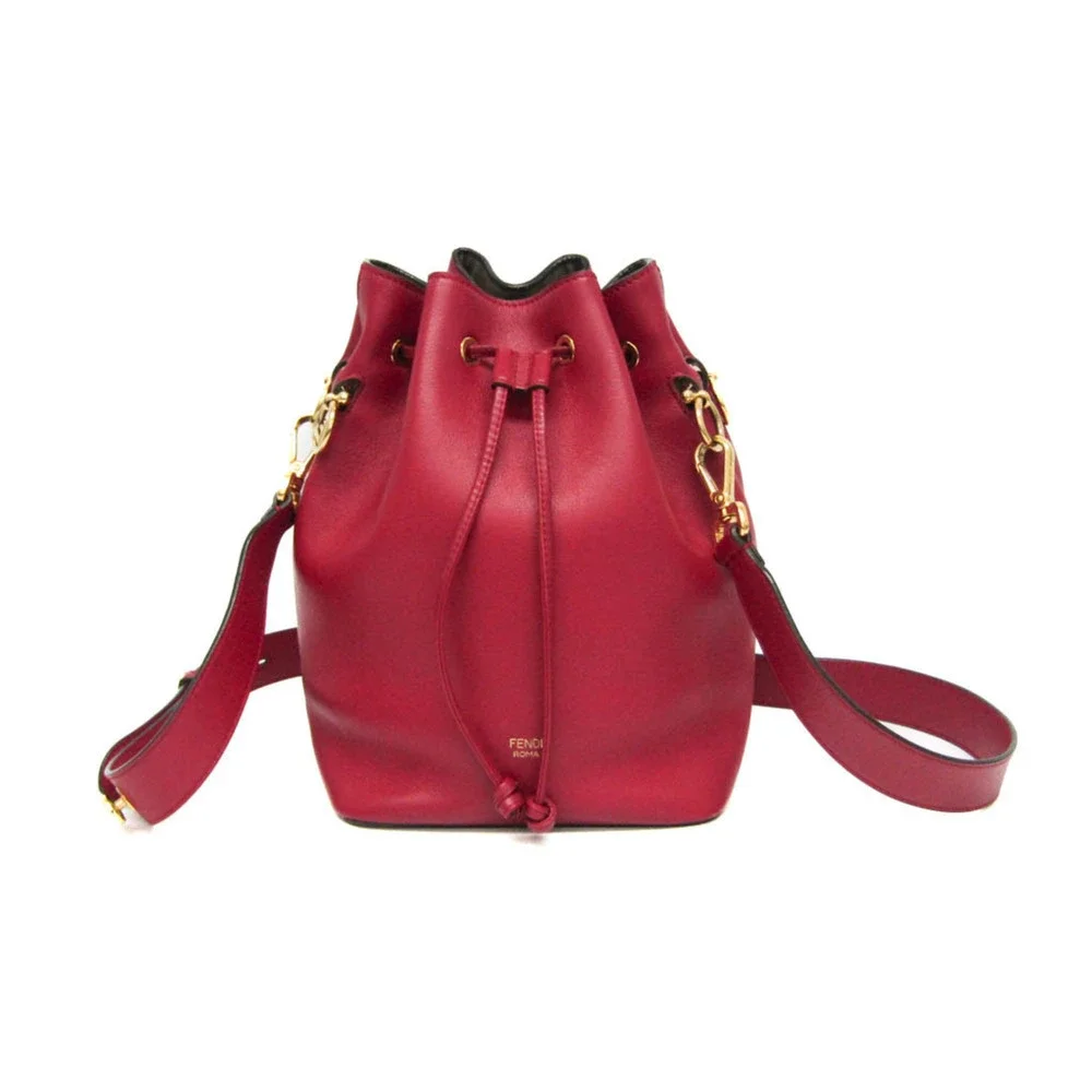 FENDI Red Leather Shoulder Bag